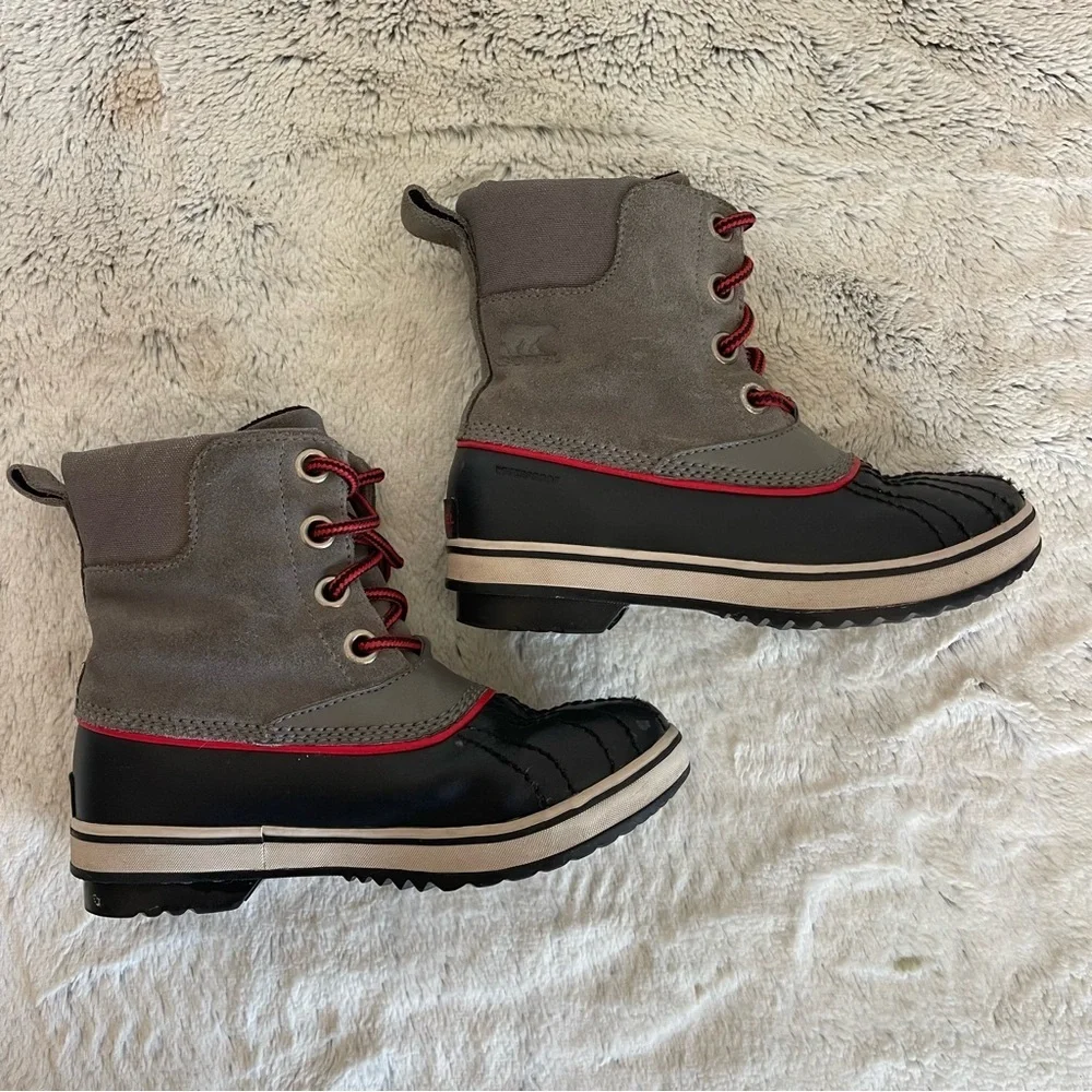 SOREL•Winter slimpack lace up black snow boots Little Kids Size 2